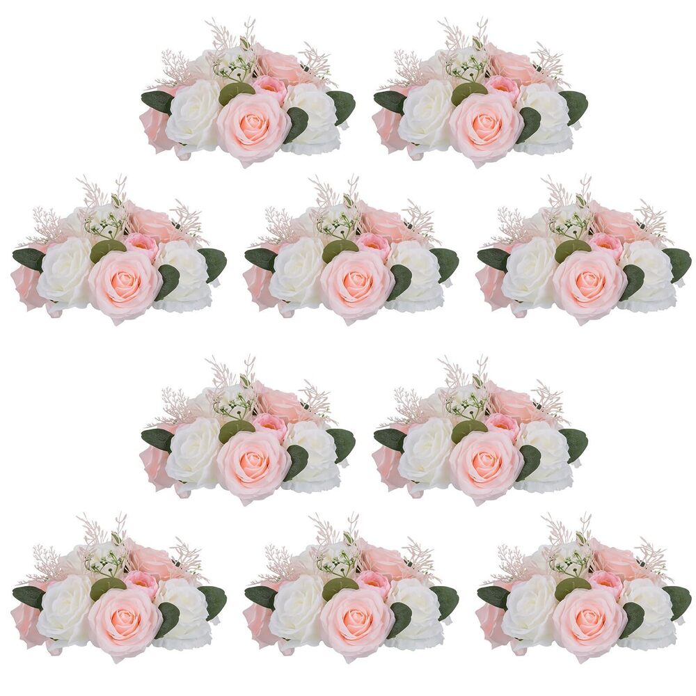 9420 Flower Ball Arrangement Bouquet: 10 Pcs 9.4 inch Diameter Pink & White